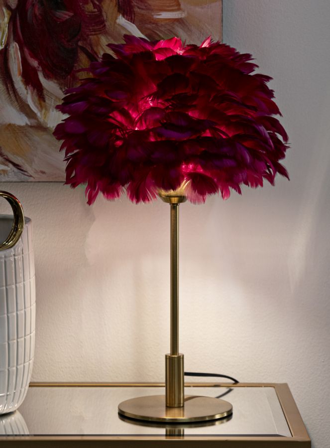 Lampada da Tavolo Elegante con Piume Bordeaux Ø 30x50 cm