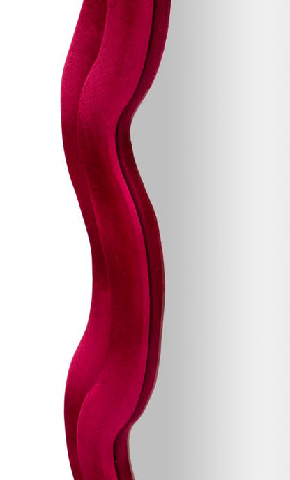 Specchio Da Muro Emily Velluto Fuxia 60X6X160 Elegante