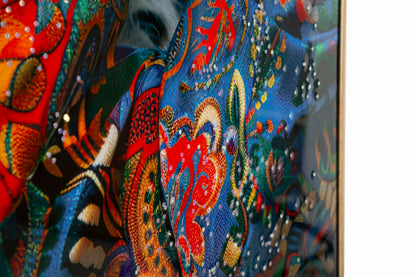 Lackiertes Leinwandgemälde Moira mit Rahmen -A- 52X4X102 cm