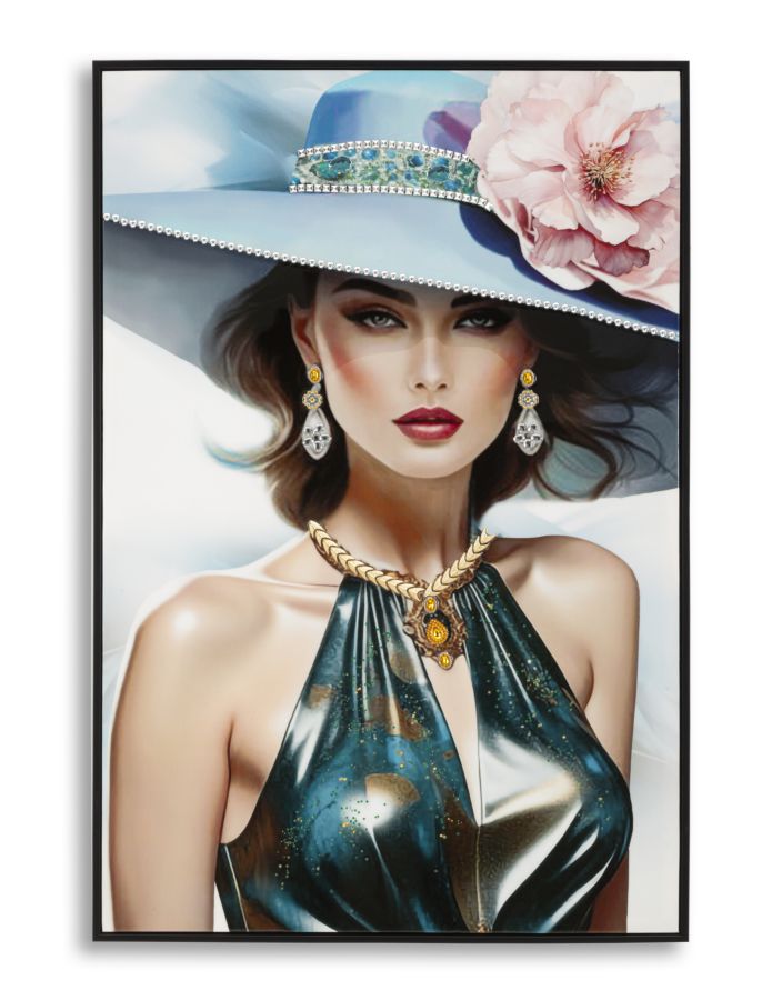 Lackiertes Leinwandgemälde Pam mit Rahmen, 62x4x92 cm, elegant