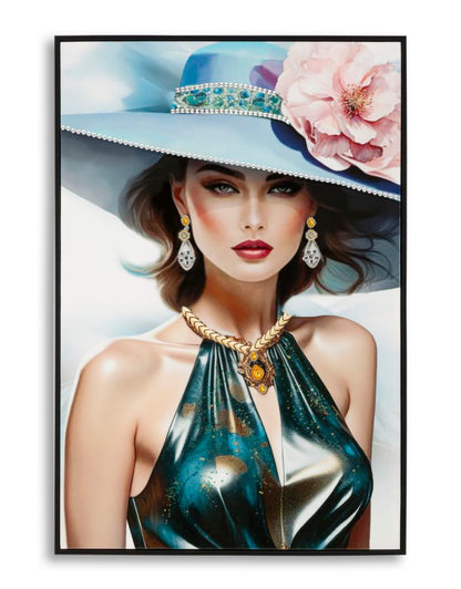 Lackiertes Leinwandgemälde Pam mit Rahmen, 62x4x92 cm, elegant