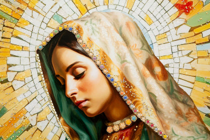Lackiertes Leinwandbild Madonna -A- mit Rahmen 72x102