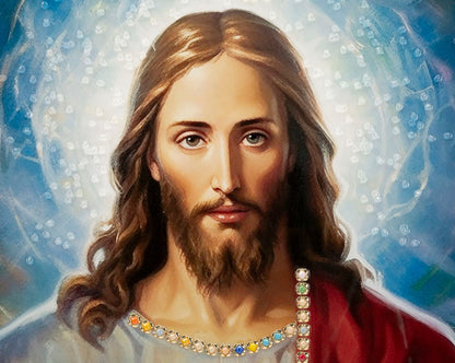 Lackiertes Leinwandbild Jesus mit Rahmen 72x4x102 cm