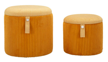 Pouf mit Stauraum Bozen Senf, 2er-Set, Ø 38x38-32x28