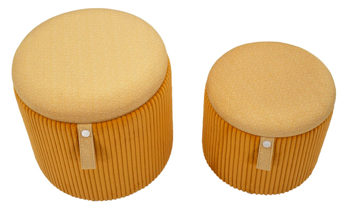 Pouf mit Stauraum Bozen Senf, 2er-Set, Ø 38x38-32x28
