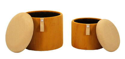 Pouf mit Stauraum Bozen Senf, 2er-Set, Ø 38x38-32x28