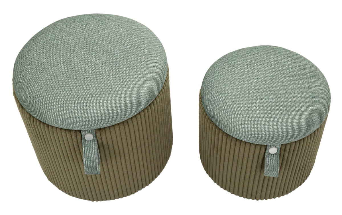 Pouf with Storage Bolzano Green Set of 2 Pcs Ø 38x38-32x28