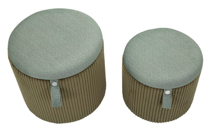 Pouf with Storage Bolzano Green Set of 2 Pcs Ø 38x38-32x28