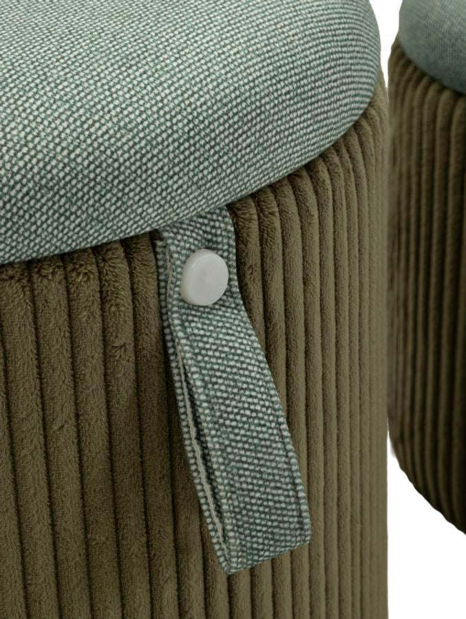 Pouf with Storage Bolzano Green Set of 2 Pcs Ø 38x38-32x28