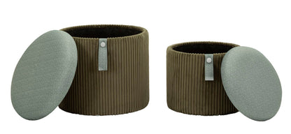 Pouf with Storage Bolzano Green Set of 2 Pcs Ø 38x38-32x28