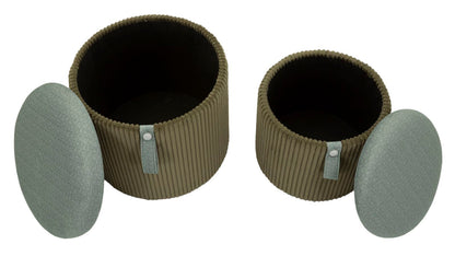 Pouf with Storage Bolzano Green Set of 2 Pcs Ø 38x38-32x28