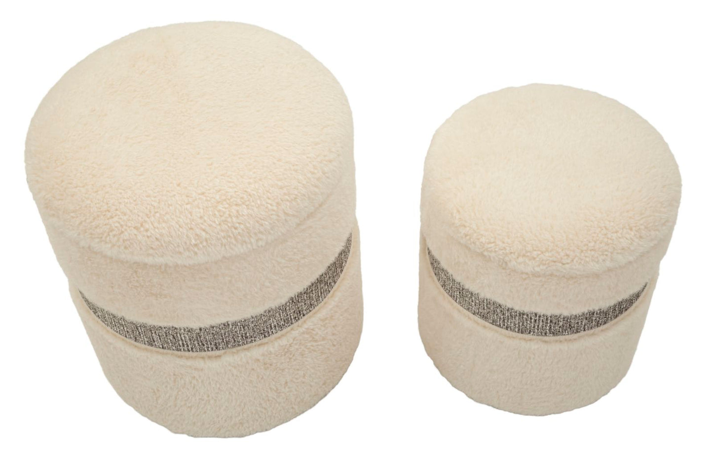 Puff C/Contenitore Saint-Moritz Crema Set 2 Pz Ø 40X47-32X38
