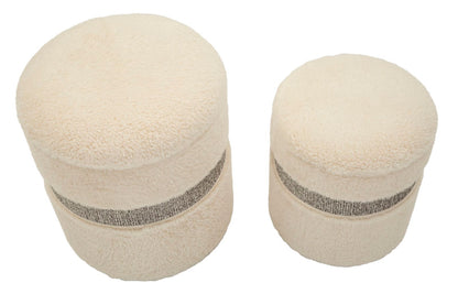 Puff C/Contenitore Saint-Moritz Crema Set 2 Pz Ø 40X47-32X38