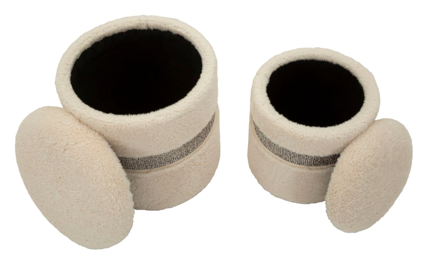 Puff C/Contenitore Saint-Moritz Crema Set 2 Pz Ø 40X47-32X38