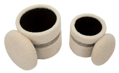 Puff C/Contenitore Saint-Moritz Crema Set 2 Pz Ø 40X47-32X38