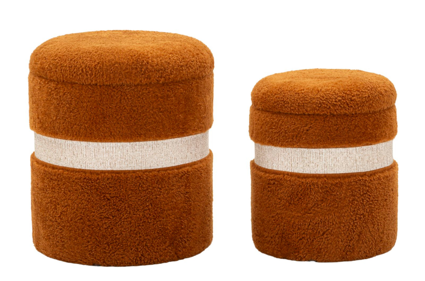 Puff C/Contenitore Saint-Moritz Marrone Set 2 Pz Ø 40X47