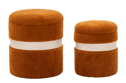 Puff C/Contenitore Saint-Moritz Marrone Set 2 Pz Ø 40X47