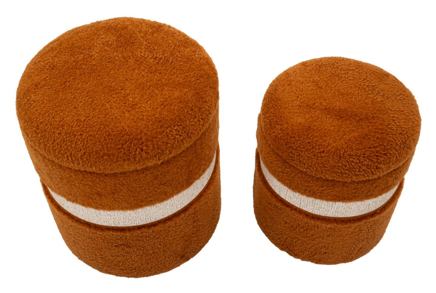 Puff C/Contenitore Saint-Moritz Marrone Set 2 Pz Ø 40X47