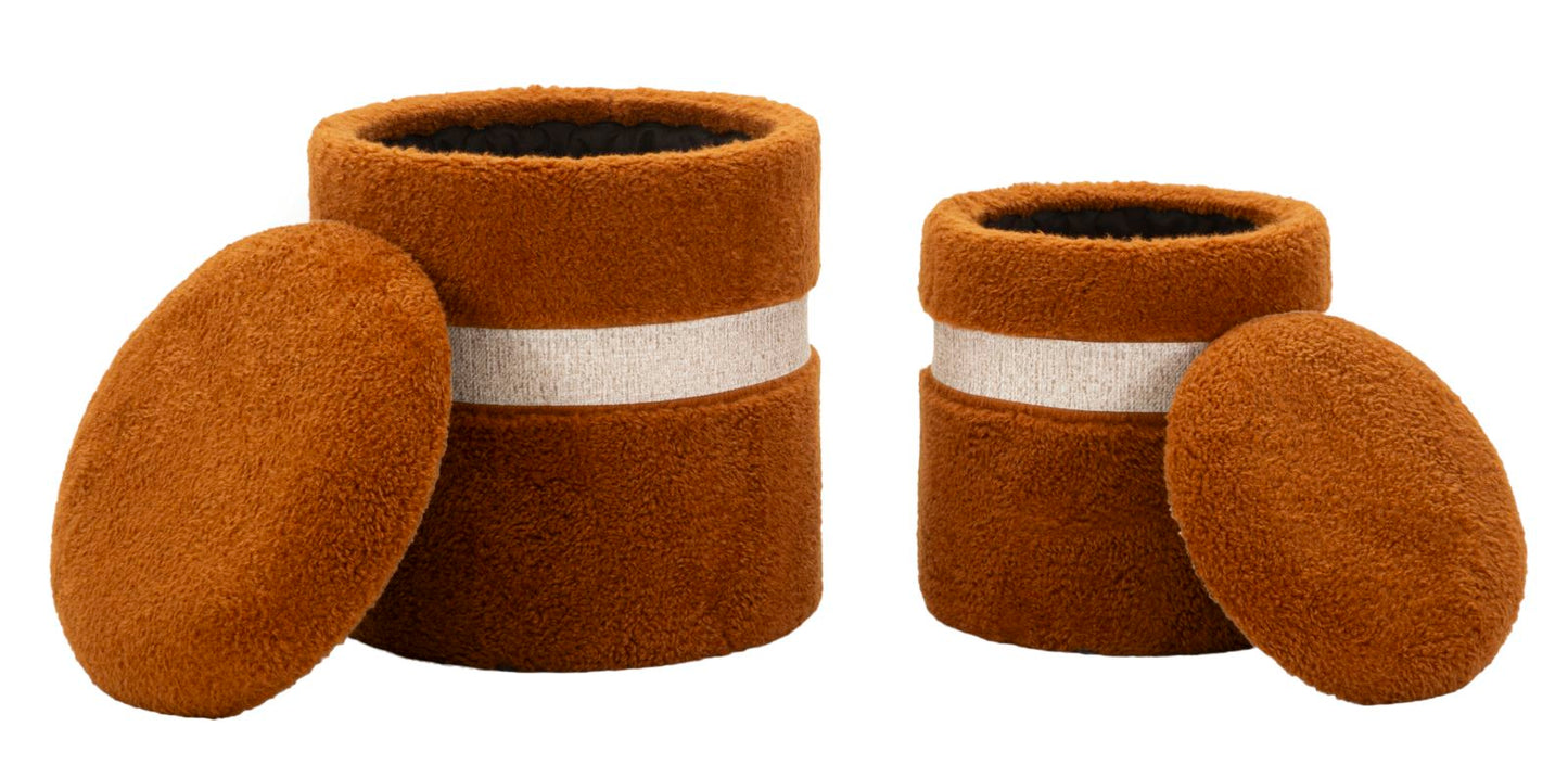 Puff C/Contenitore Saint-Moritz Marrone Set 2 Pz Ø 40X47