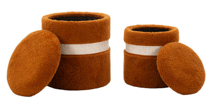 Puff C/Contenitore Saint-Moritz Marrone Set 2 Pz Ø 40X47