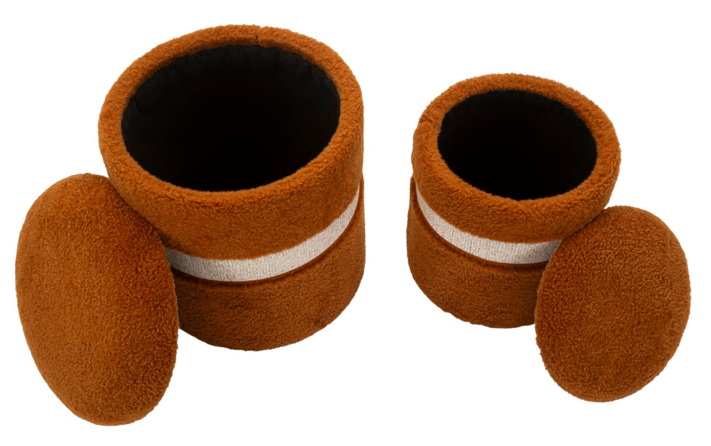 Puff C/Contenitore Saint-Moritz Marrone Set 2 Pz Ø 40X47
