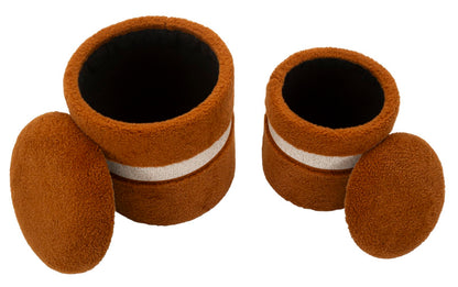 Puff C/Contenitore Saint-Moritz Marrone Set 2 Pz Ø 40X47