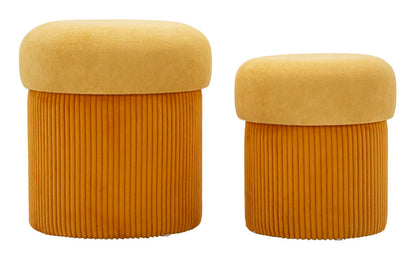 Pouf with Storage Aspen Mustard Set 2 Pieces Ø 42x44-35x37