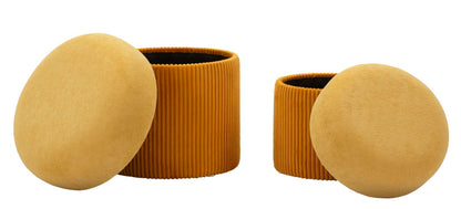 Pouf with Storage Aspen Mustard Set 2 Pieces Ø 42x44-35x37