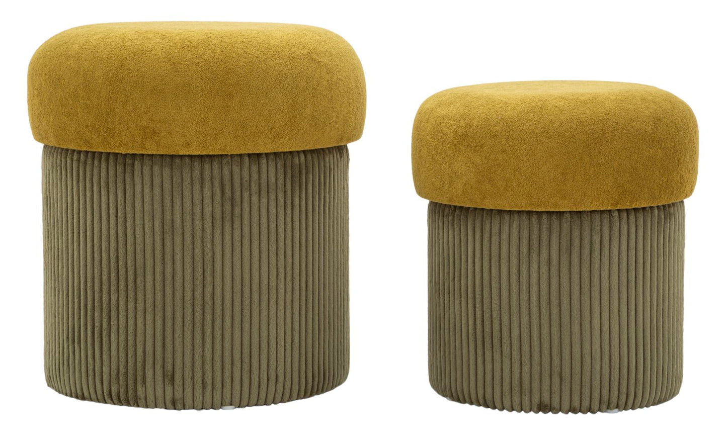 Puff C/Contenitore Aspen Verde Set 2 Pz Ø 42X44-35X37