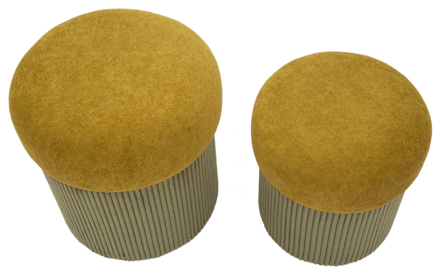 Puff C/Contenitore Aspen Verde Set 2 Pz Ø 42X44-35X37
