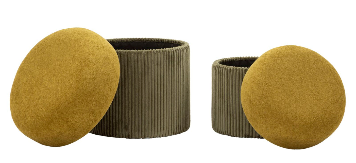 Puff C/Contenitore Aspen Verde Set 2 Pz Ø 42X44-35X37