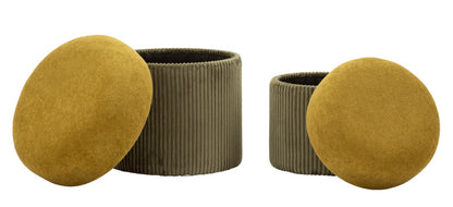 Puff C/Contenitore Aspen Verde Set 2 Pz Ø 42X44-35X37