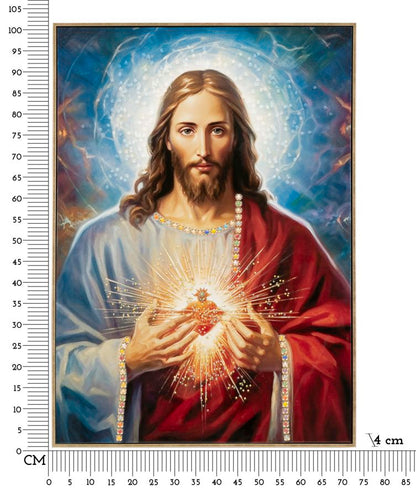 Lackiertes Leinwandbild Jesus mit Rahmen 72x4x102 cm