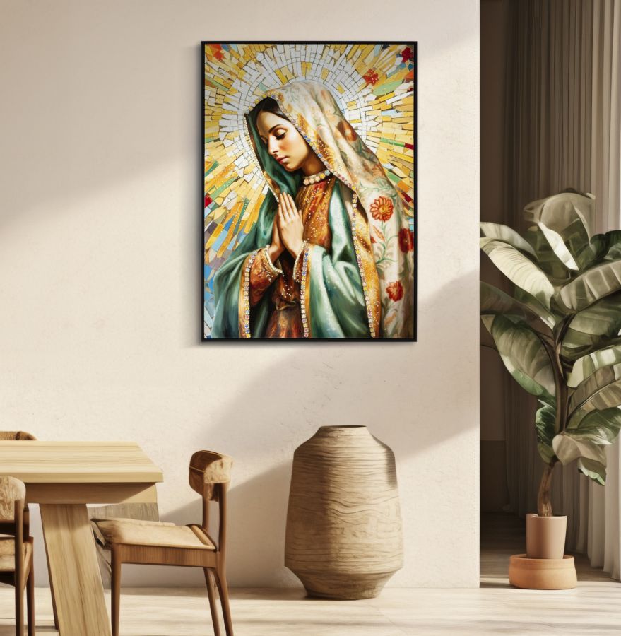 Lackiertes Leinwandbild Madonna -A- mit Rahmen 72x102