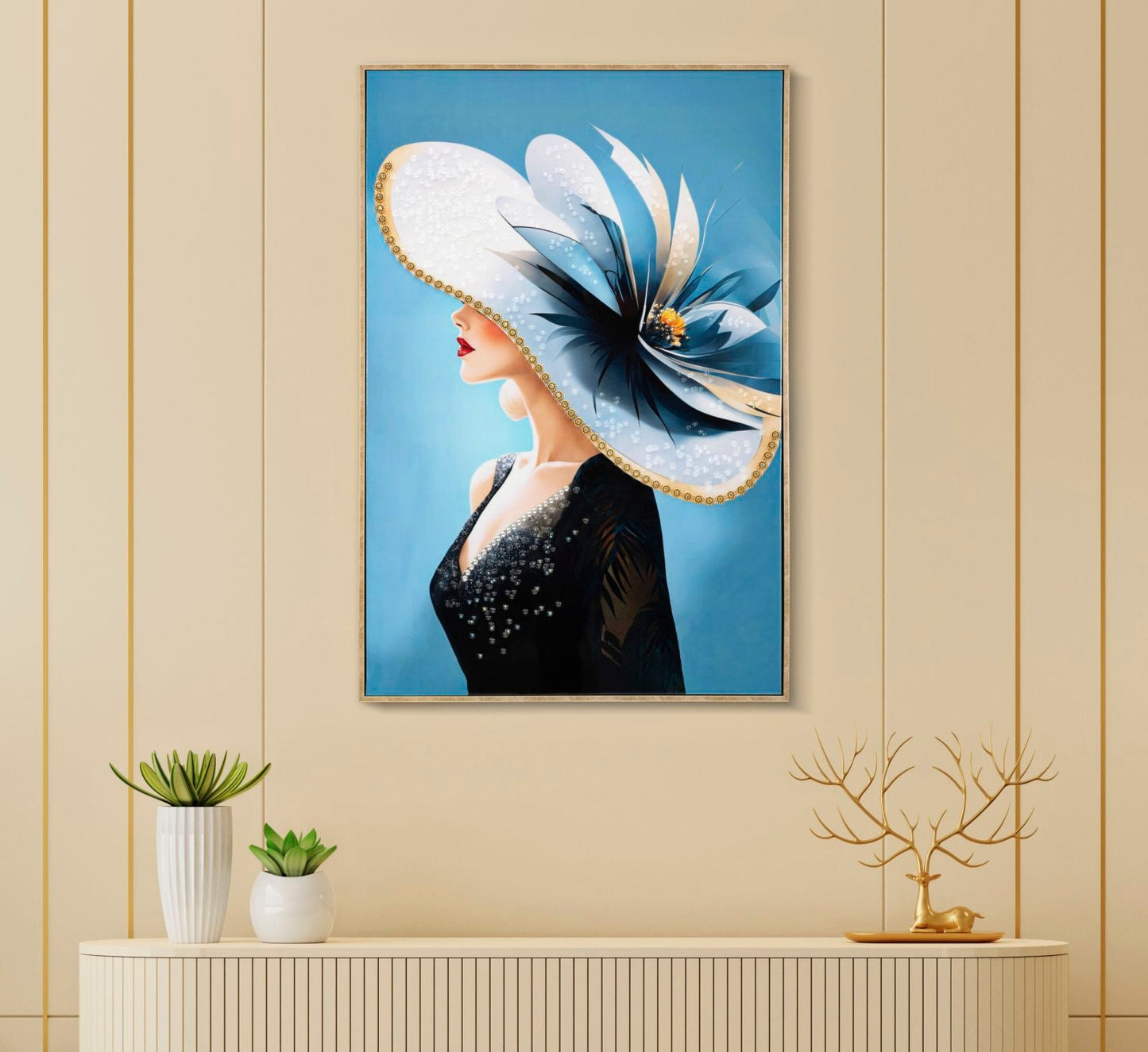 Lackiertes Leinwandbild Dori mit Rahmen -B- Eleganz 62x4x92