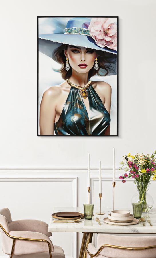 Lackiertes Leinwandgemälde Pam mit Rahmen, 62x4x92 cm, elegant