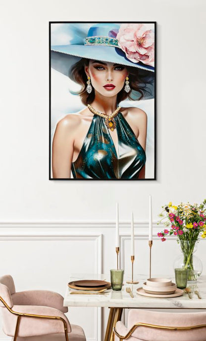 Lackiertes Leinwandgemälde Pam mit Rahmen, 62x4x92 cm, elegant