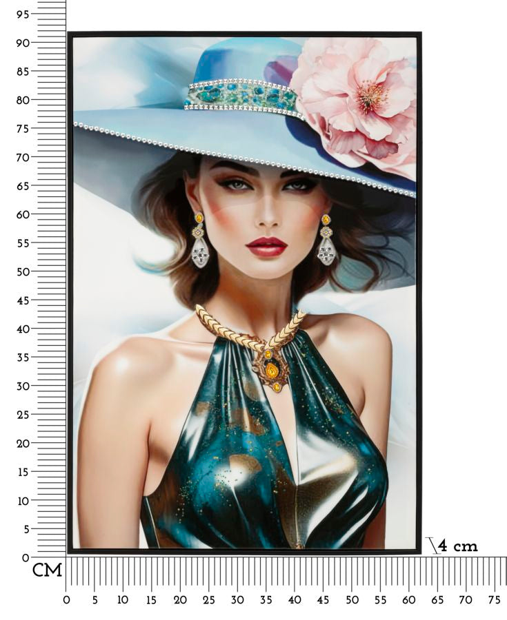 Lackiertes Leinwandgemälde Pam mit Rahmen, 62x4x92 cm, elegant