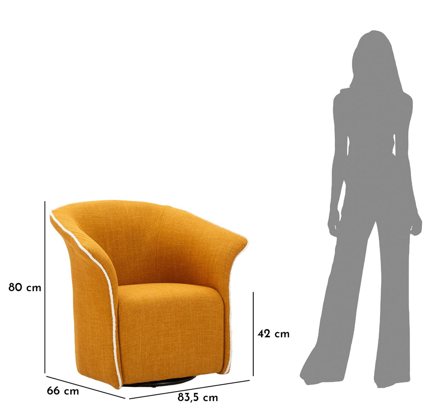 Poltrona Girevole Siena Senape 83,5X66X80 Alta 42 cm