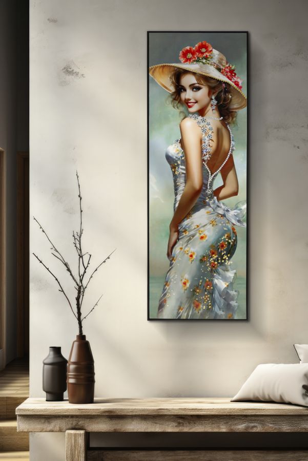 Dipinto Su Tela Laccato Elegant C/Cornice B Cm 52X4,5X152