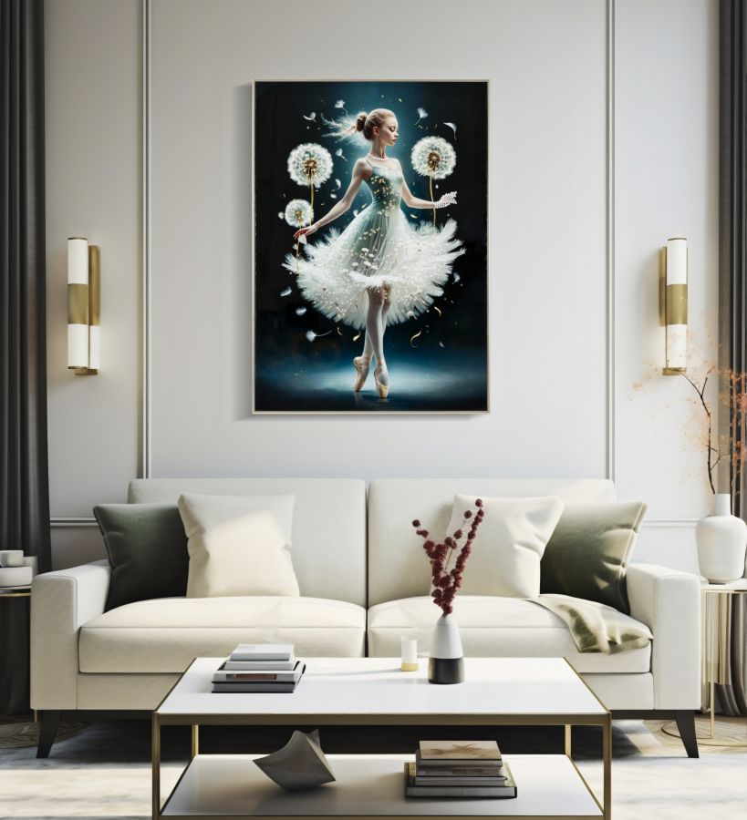 Lacquered Canvas Painting Dancing with Frame A 72X4X102