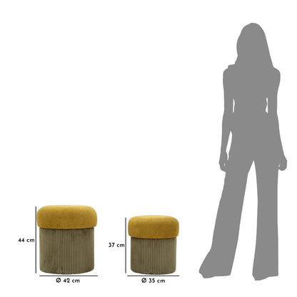Puff C/Contenitore Aspen Verde Set 2 Pz Ø 42X44-35X37