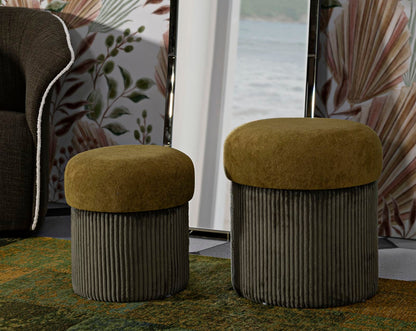 Puff C/Contenitore Aspen Verde Set 2 Pz Ø 42X44-35X37