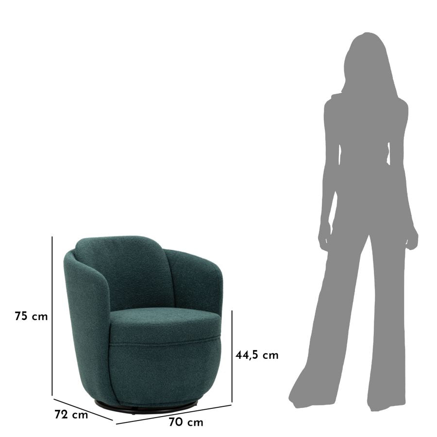 Poltrona Girevole Torino Ottanio 70X72X75 Alta 44,5 cm