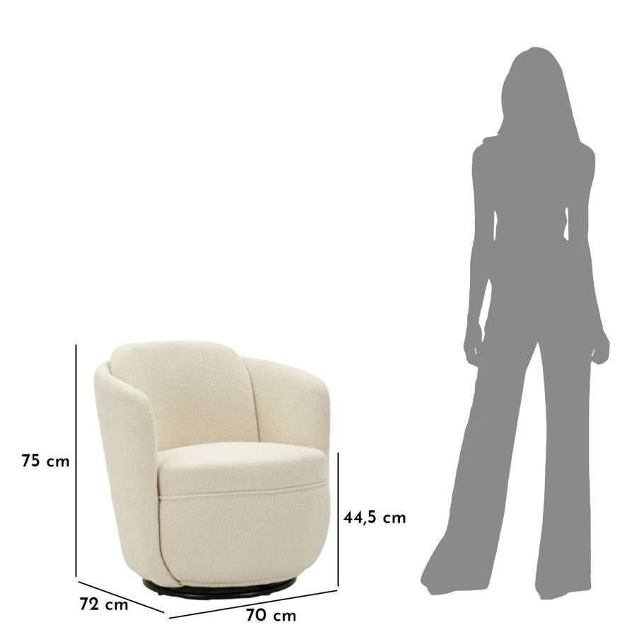 Drehbarer Sessel Torino Creme 70X72X75 Sitzhöhe 44,5