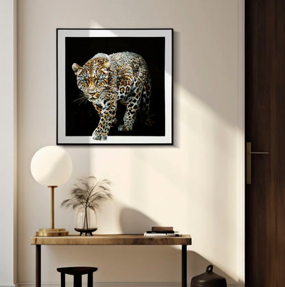 Dipinto Su Tela Laccato Giaguaro C/Cornice -B- 82x82 CM