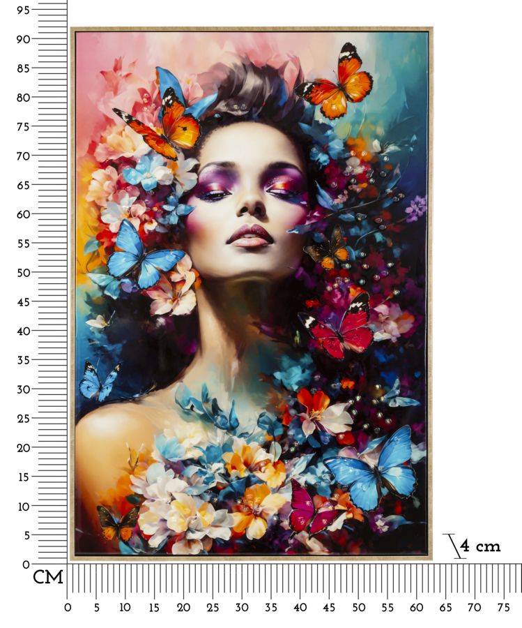 Dipinto Su Tela Laccato Marty C/Cornice Cm 62X4X92