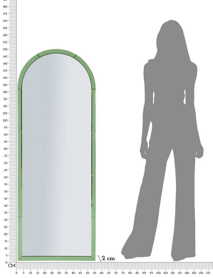Specchio Da Muro Baku Verde Cm 55X2X150 Design Elegante