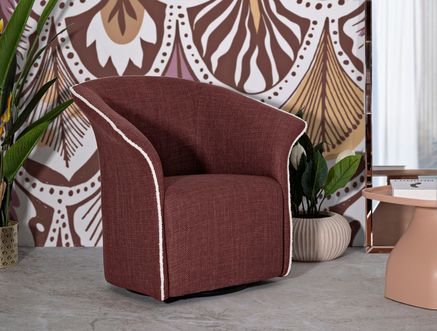 Poltrona Girevole Siena Bordeaux CM 83,5X66X80 Elegante