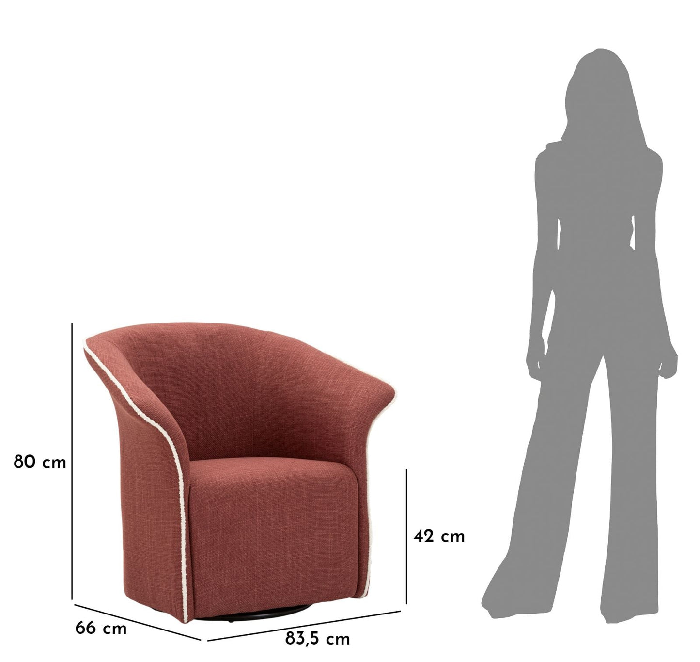 Poltrona Girevole Siena Bordeaux CM 83,5X66X80 Elegante